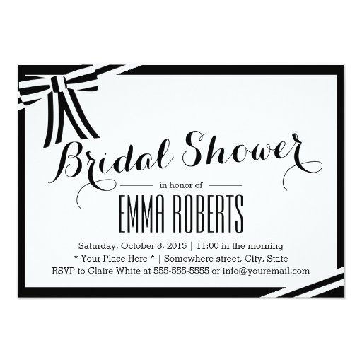 Elegant Black & White Bridal Shower Invitations 5" X 7" Invitation Card