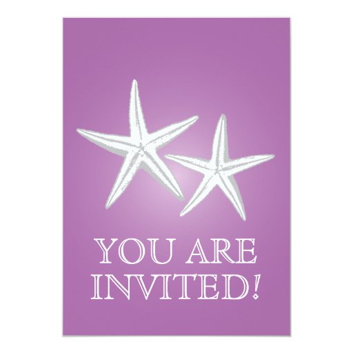 Classy Violet Starfish Engagement Party Invitation 5" X 7" Invitation Card (front side)