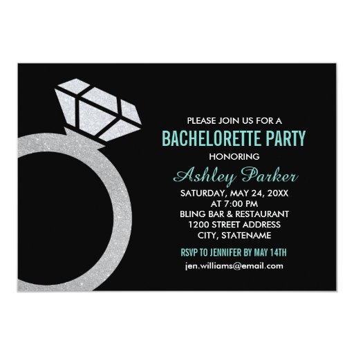 Bachelorette Party Invitation | Ring Design 5" X 7" Invitation Card (front side)