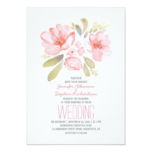 Elegant Floral Watercolor Wedding Invitations 5" X 7" Invitation Card