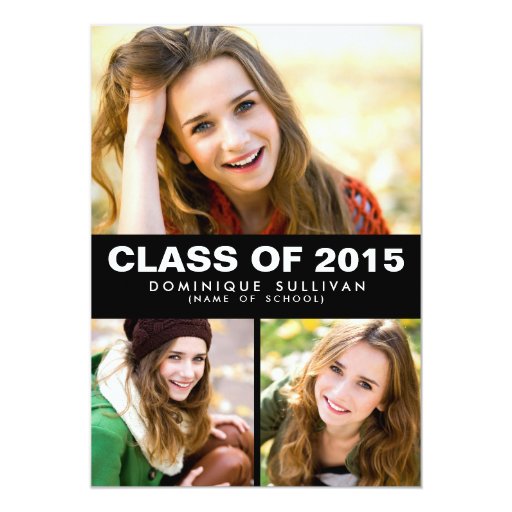 Photo Collage Class of 2015 Graduation Invitation 5" X 7" Invitation Card (front side)