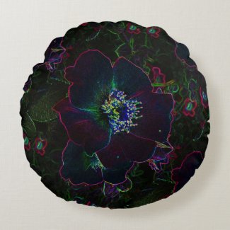 Electric Rose Round Throw Pillow