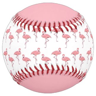 Personalized Classic Pink Flamingo Pattern Softball
