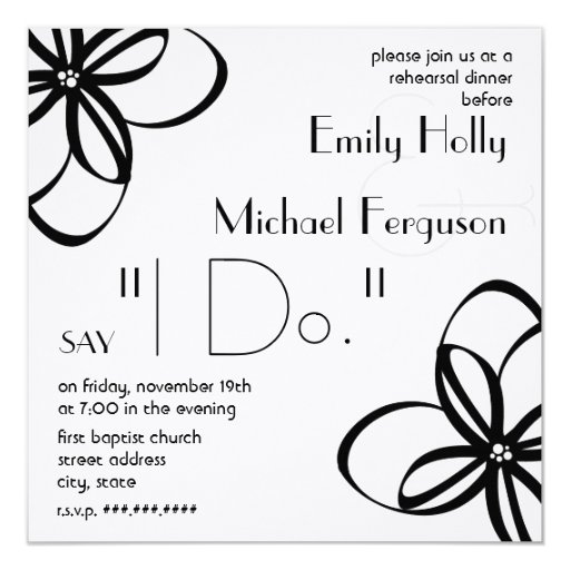 Modern Floral Rehearsal Dinner Invitation 5.25" Square Invitation Card (front side)
