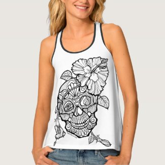 SUGAR SKULL & FLOWER YOU COLOR IT T-SHIRTS TANK TOP