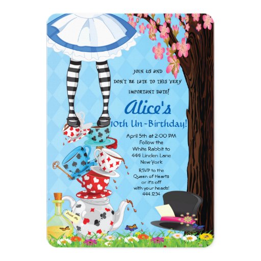 Alice in Wonderland Invitations 5" X 7" Invitation Card