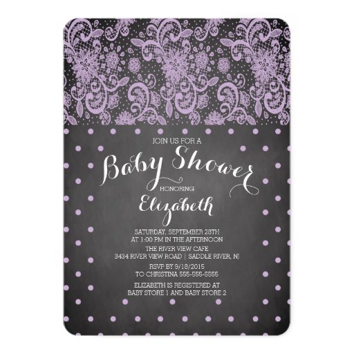 Modern Chalkboard Girls Baby Shower Invitation 5" X 7" Invitation Card