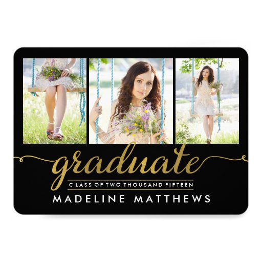 Graceful Script Editable Color Graduation Invite 5" X 7" Invitation Card (front side)