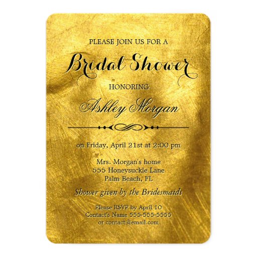 Luxury Pure Gold Foil Texture - Bridal Shower 5x7 Paper Invitation Card