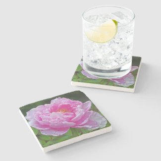 &quot;PINK PEONY&quot; MARBLE COASTER