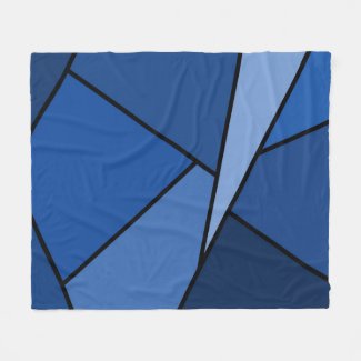 Abstract Blue Polygons Fleece Blanket