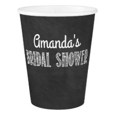 Chalkboard Typography Bridal Shower Party Cups