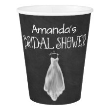 Chalkboard Wedding Dress Bridal Shower Party Cups