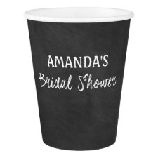 Chalkboard Typography Bridal Shower Party Cups