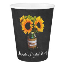 Chalkboard Sunflower Jar Bridal Shower Party Cups