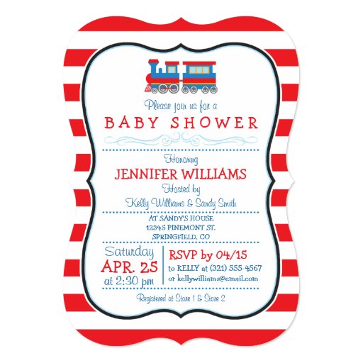 Elegant Toy Train Baby Shower Invitation 5" X 7" Invitation Card