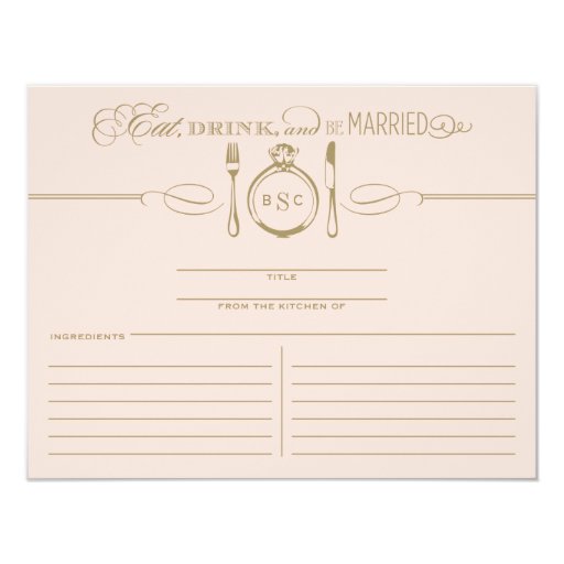Recipe Card | Eat, Drink & Be Married Theme