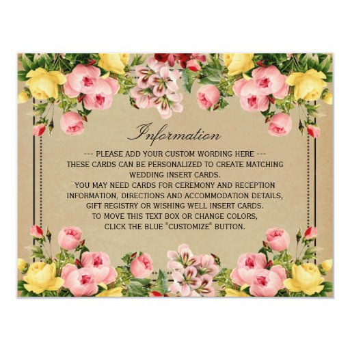 The Elegant Vintage Floral Wedding Collection 4.25x5.5 Paper Invitation Card