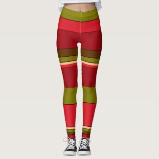 Red and Green Bold Stripes Pattern Leggings