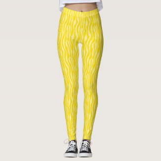 Yellow Zebra Print Pattern Leggings