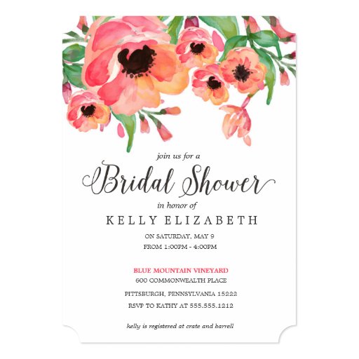 MODERN FLORAL bridal shower invitation 5" X 7" Invitation Card