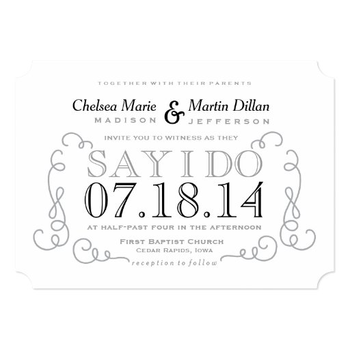 Modern Vintage Scroll Wedding Invitation Template 5" X 7" Invitation Card