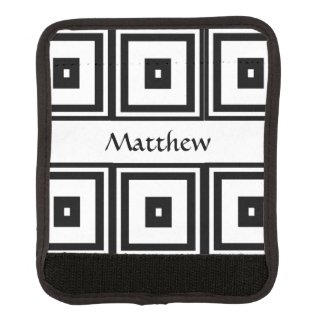 Black and White Squares Luggage Handle Wrap