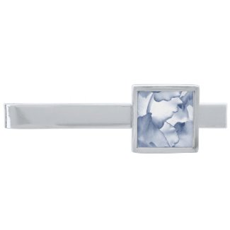 Painted Blue Petals Silver Finish Tie Bar