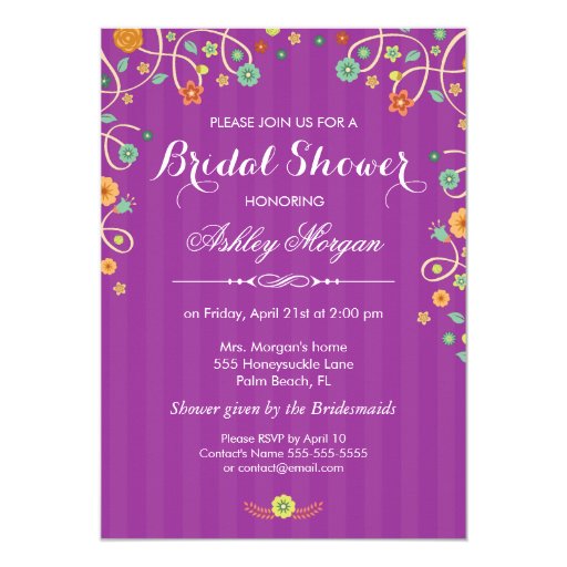 Lavender Purple Swirl Floral Bridal Shower 5x7 Paper Invitation Card