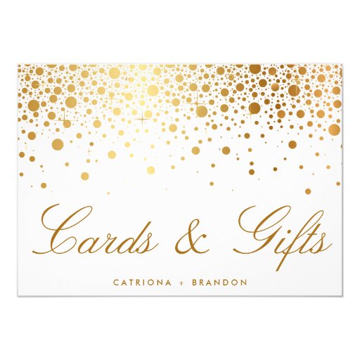 Faux Gold Foil Confetti Elegant Cards & Gifts Sign 5" X 7" Invitation C...