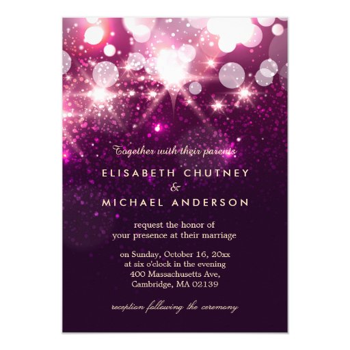 Fashionable Pink Glitter Sparkles Stylish Wedding 5x7 Paper Invitation Card