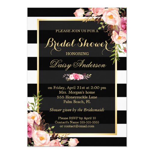 Vintage Floral Decor for Wedding Bridal Shower 5x7 Paper Invitation Card (front side)