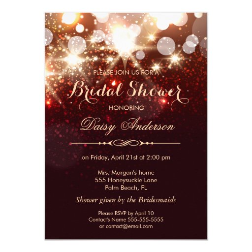 Bridal Shower - Glamour Gold Glitter Sparkles 5x7 Paper Invitation Card