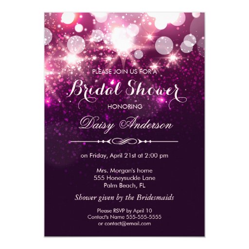 Bridal Shower - Fashionable Pink Glitter Sparkles 5x7 Paper Invitation Card