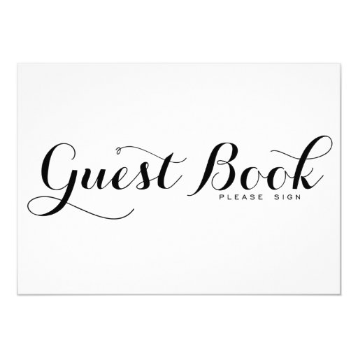 Modern Calligraphy | Guest Book Wedding Sign Card 5" X 7" Invitation Card