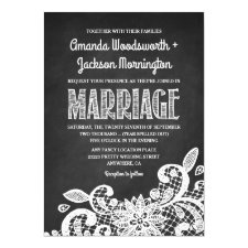 Chalkboard and Lace Rustic Wedding Invitations