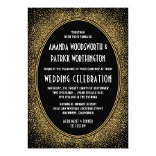 Black and Gold Foil Art Deco Wedding Invitations