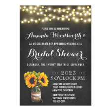 Sunflower Chalkboard Bridal Shower Invitations