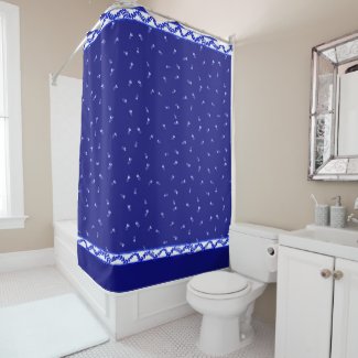 Blue & White floral Shower Curtain