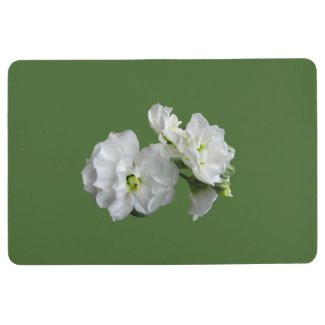 Floral White Garden Flowers on Green Floor Mat