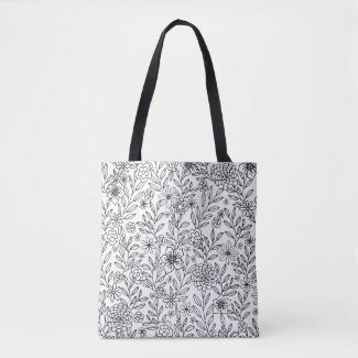Floral Doodles Coloring Tote Bag