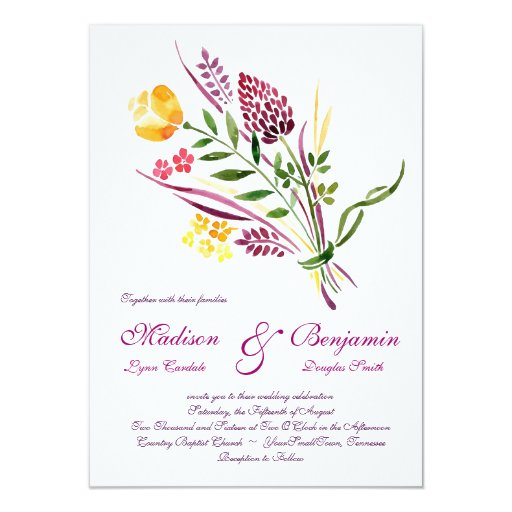 Modern Floral Watercolor Wedding Invitations 4.5" X 6.25" Invitation Card