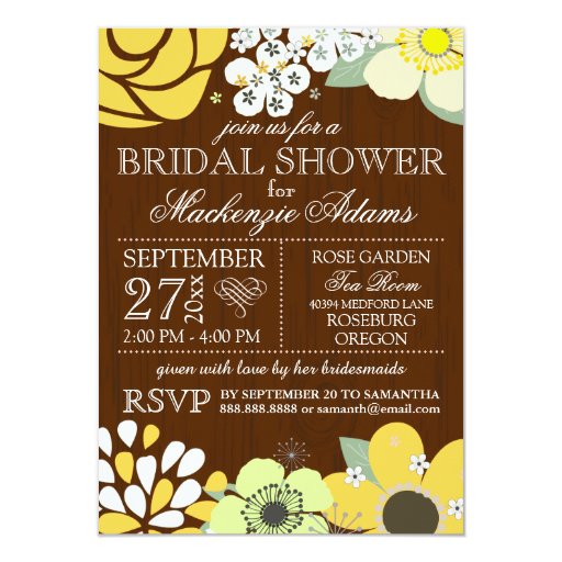 Modern Country Sun Flower Bridal Wedding Shower 4.5x6.25 Paper Invitation Card