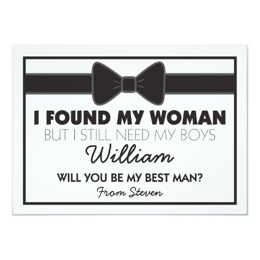 Will You Be My Best Man Black White Bow Tie 11 Cm X 16 Cm Invitation Card