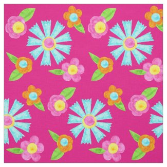 Colorful Watercolor Flowers Spring and Summer Fabric