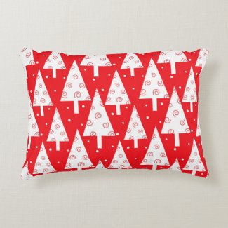 Red Christmas Trees Pattern Decorative Pillow