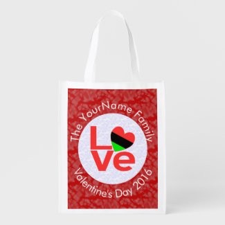 African American Love White on Red Grocery Bag