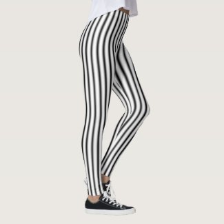 Black White Silver Stripe Pattern Leggings