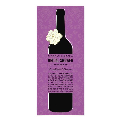 Elegant Wine Bridal Shower Invitations 4" X 9.25" Invitation Card (front side)