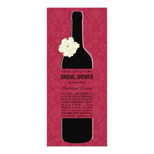 Elegant Wine Bridal Shower Invitations 4" X 9.25" Invitation Card